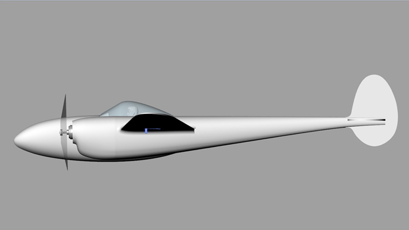 CAD-Bild der P38 mit 85cm Spannweite