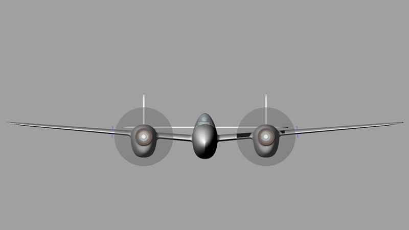 CAD-Bild der P38 mit 85cm Spannweite